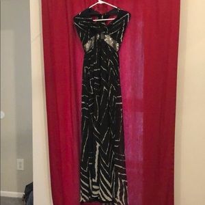 Express halter top long dress. Zebra print.